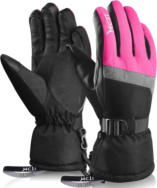 Ski Gloves,Winter Waterproof Snowboard Snow 3M Thinsulate Warm Touchscreen Cold Weather Women Gloves Wrist Leashes